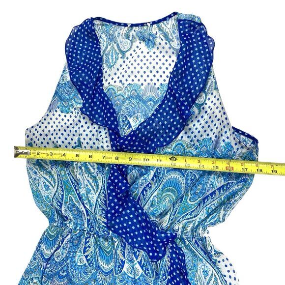 Jessica Simpson Cover Up Women S Blue Ruffle Hem Asymmetrical Boho Beachy Dress - Picture 7 of 9